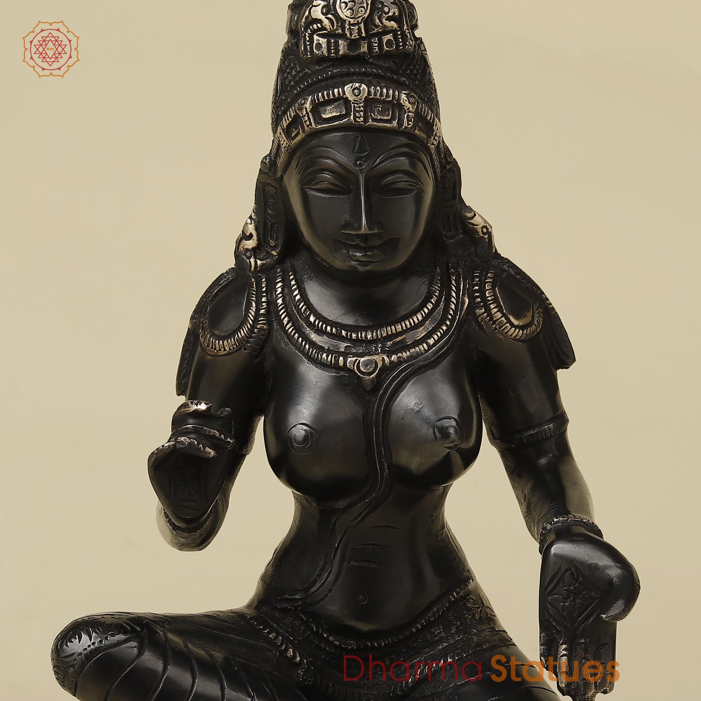 Brass Parvati in Lalita Roop, Black Patina with Golden Finish, 12"