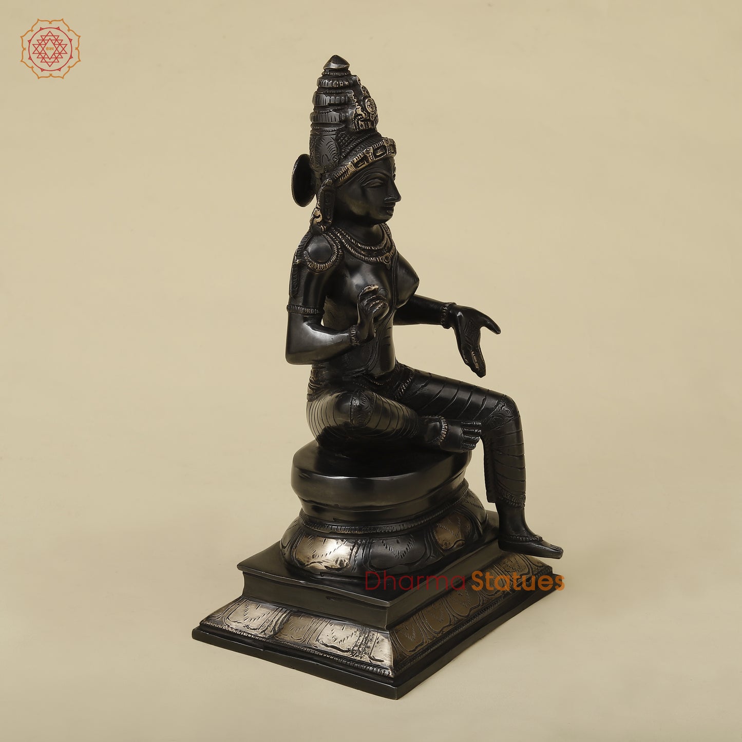 Brass Parvati in Lalita Roop, Black Patina with Golden Finish, 12"
