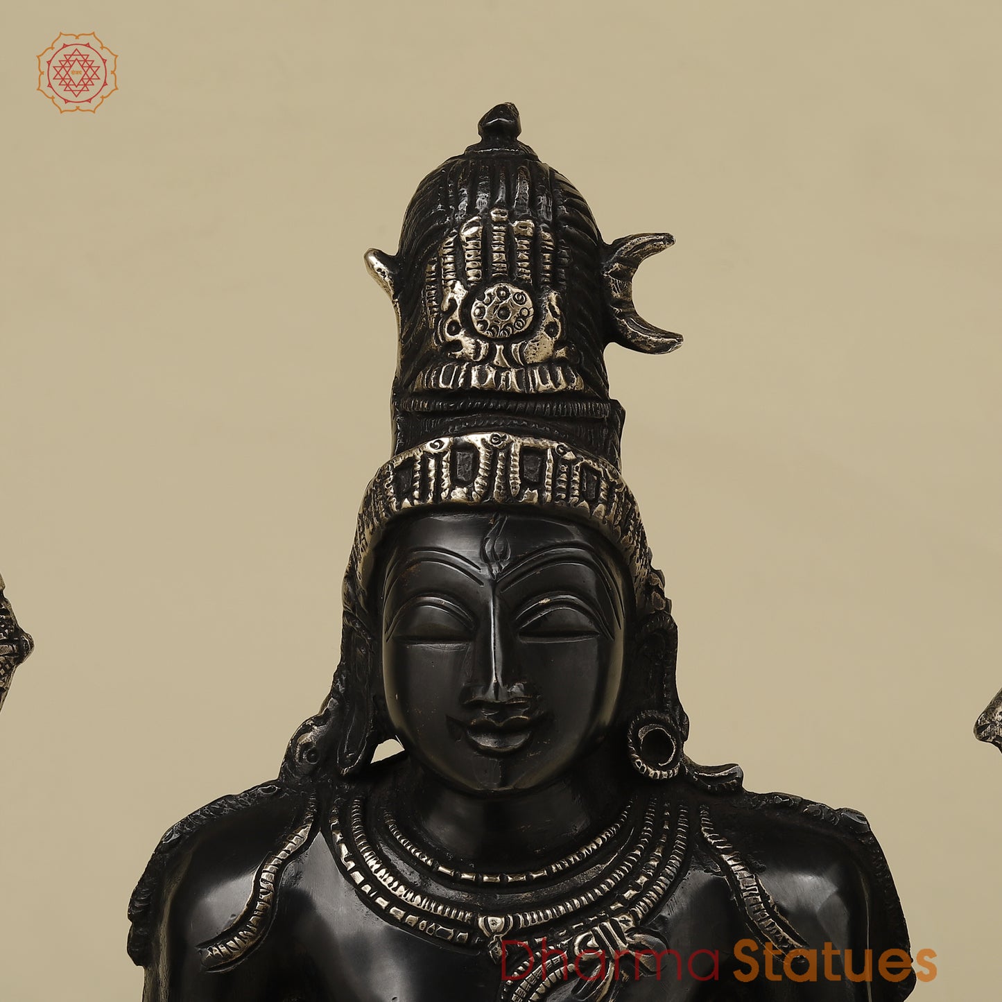 Brass Shiva with Blessing Posture, Black Patina with Golden Finish, 14.5"