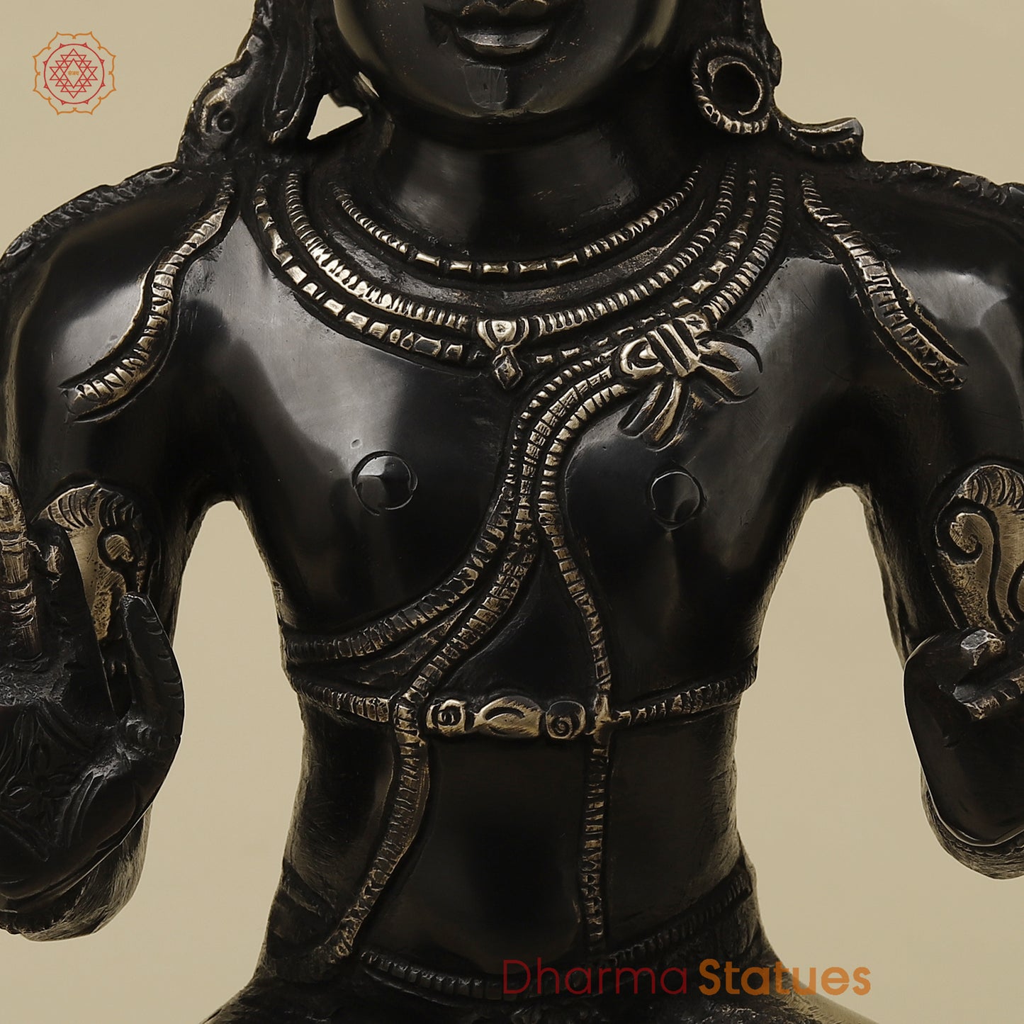 Brass Shiva with Blessing Posture, Black Patina with Golden Finish, 14.5"
