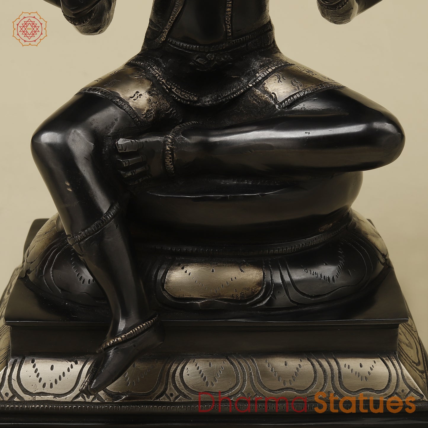 Brass Shiva with Blessing Posture, Black Patina with Golden Finish, 14.5"