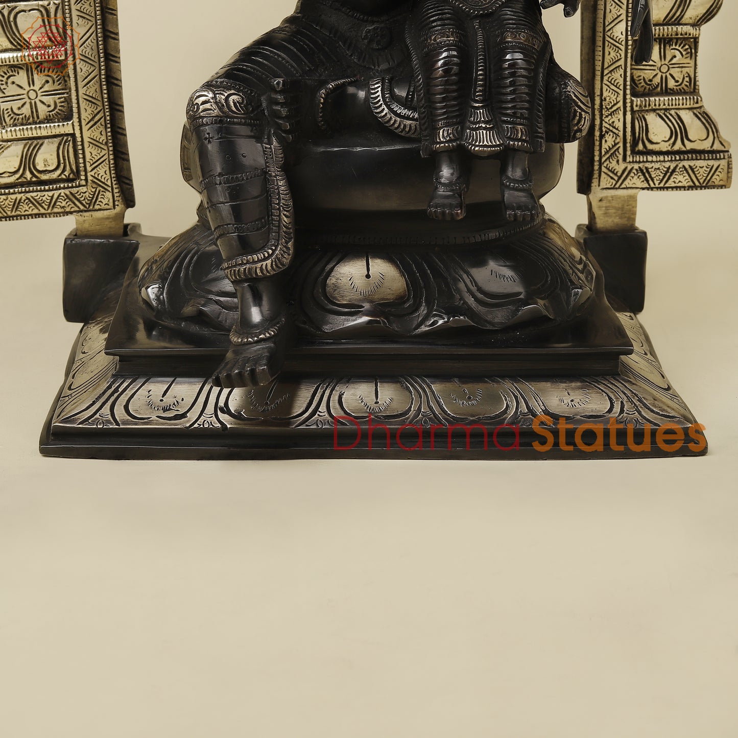 Brass Narasimha Idol with Lakshmi, Black Patina & Golden Finish, 20"
