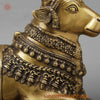 Brass Nandi on pedestal, Antique Gold Finish, 13"
