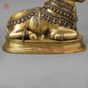 Brass Nandi on pedestal, Antique Gold Finish, 13"