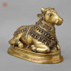 Brass Nandi on pedestal, Antique Gold Finish, 13"