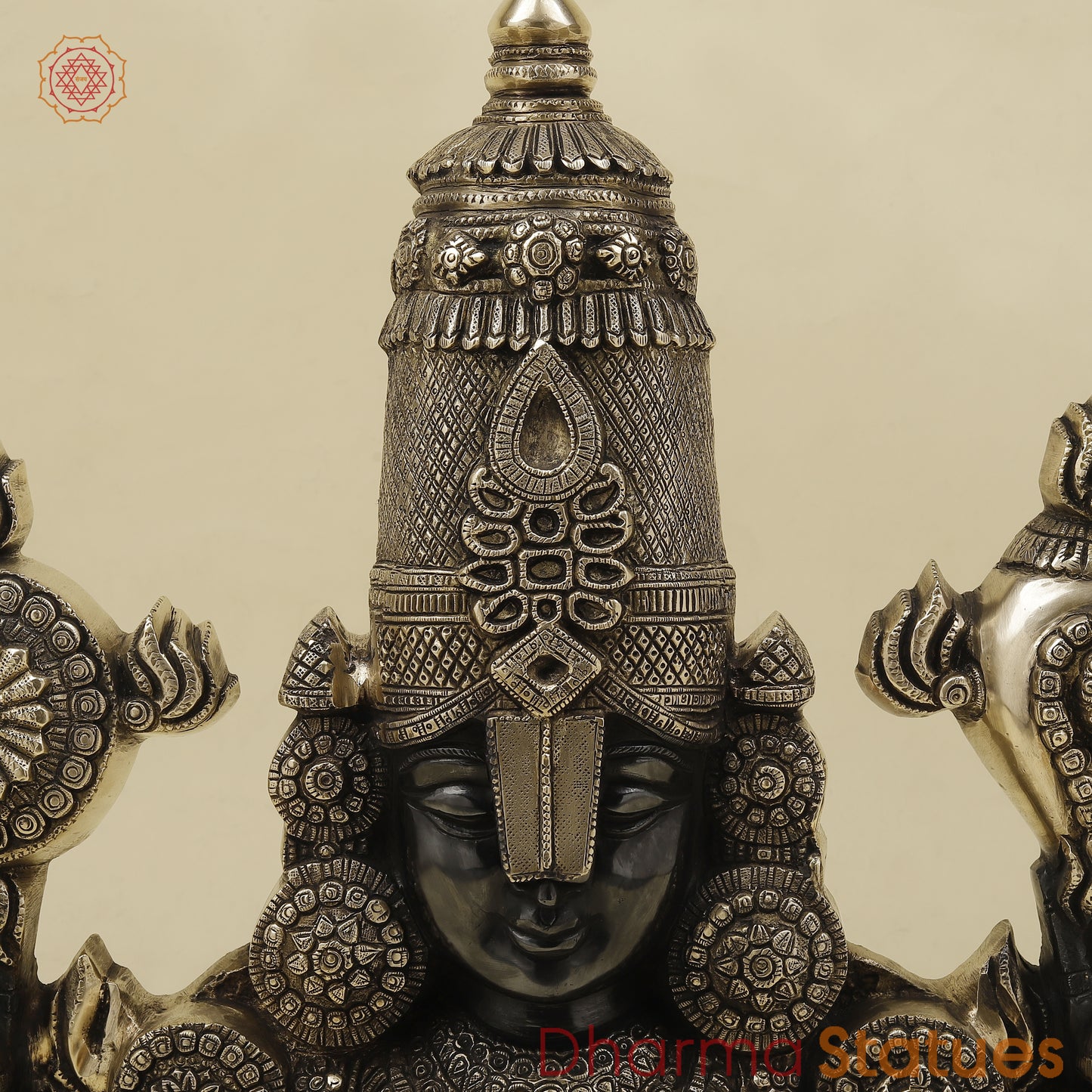 Brass Tirupati Balaji Wall Hanging, Black Patina & Golden Finish, 18.5'