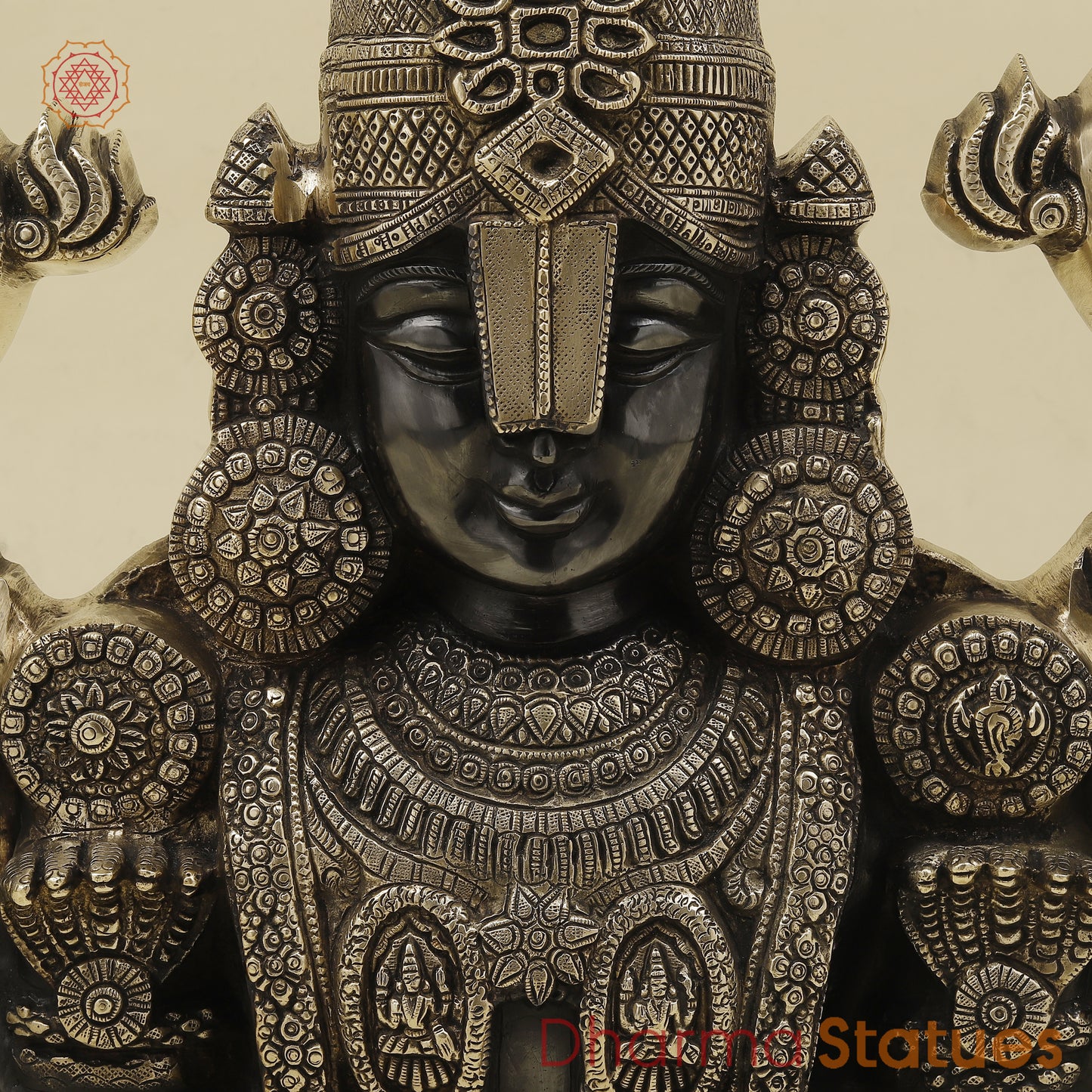 Brass Tirupati Balaji Wall Hanging, Black Patina & Golden Finish, 18.5'