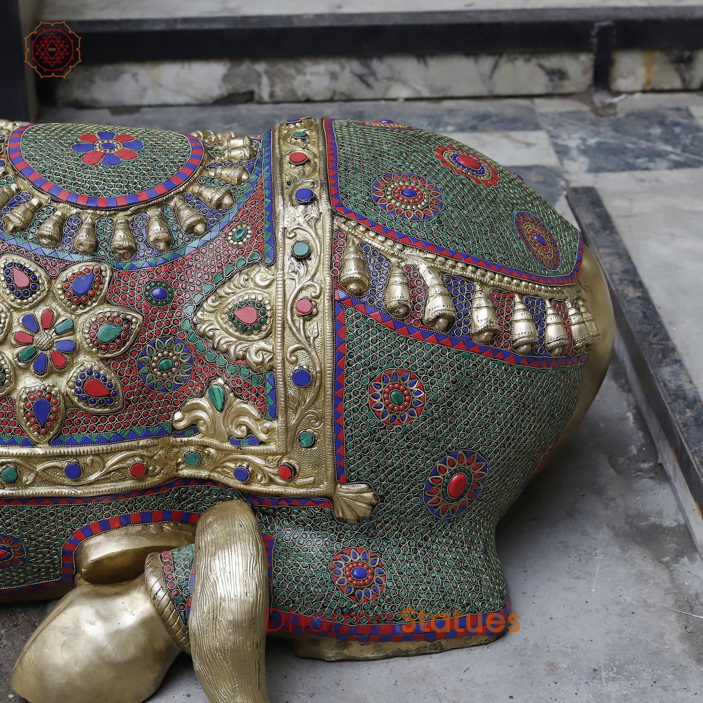 Brass Nandi Seated Large with Stonework & smooth Finish 50”