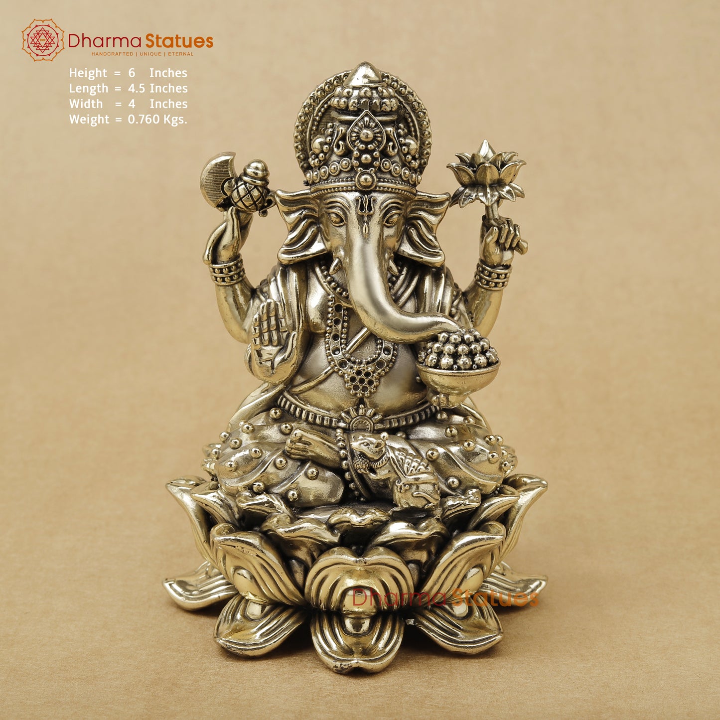 Brass Ganesh Fine, 6"