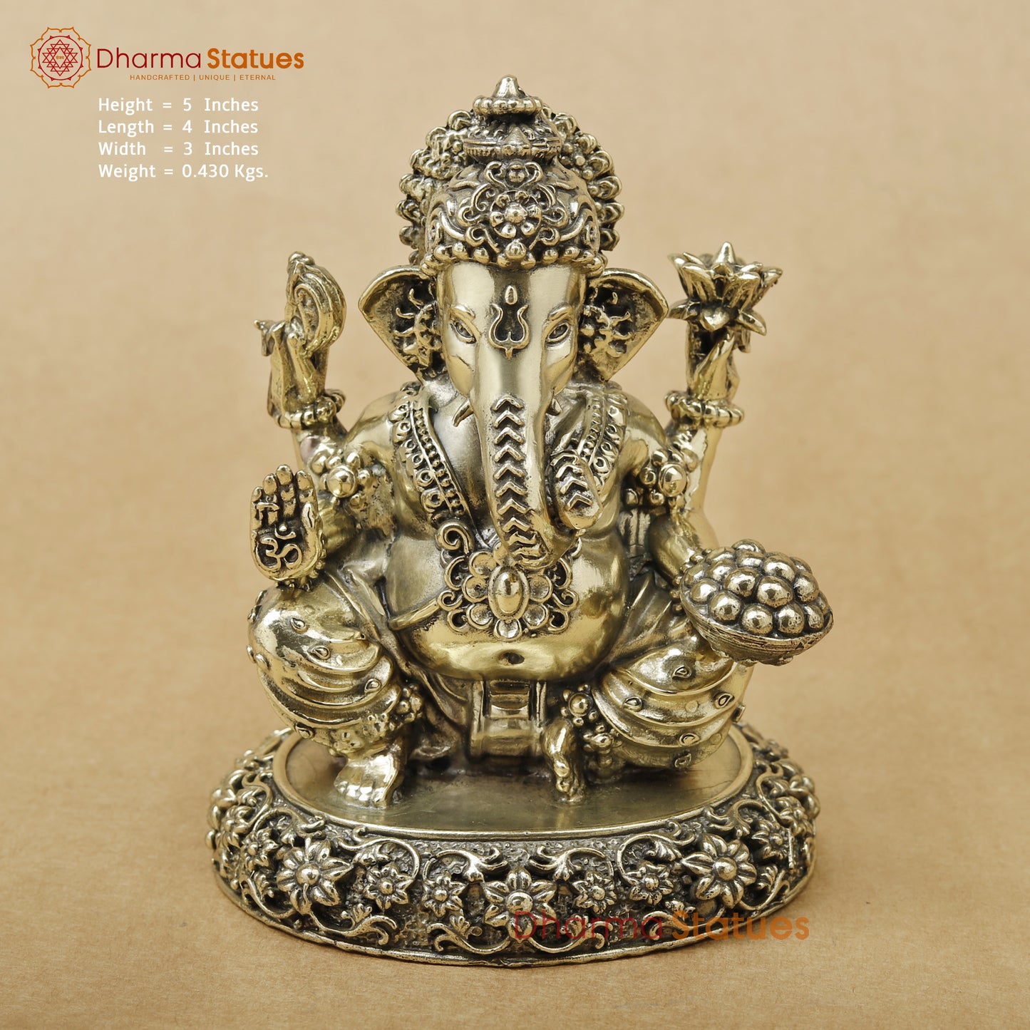 Brass Ganesh Fine, 5"