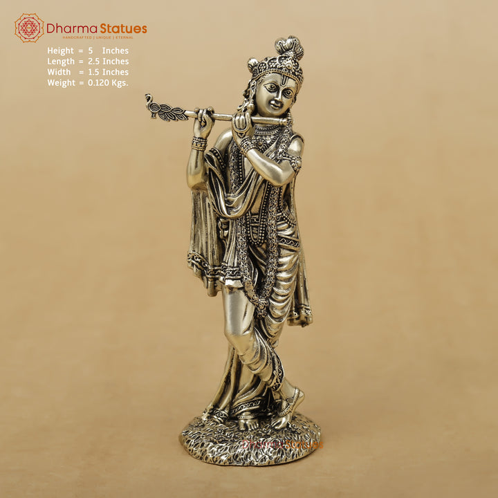 Brass Krishna, Golden Finish, 5"