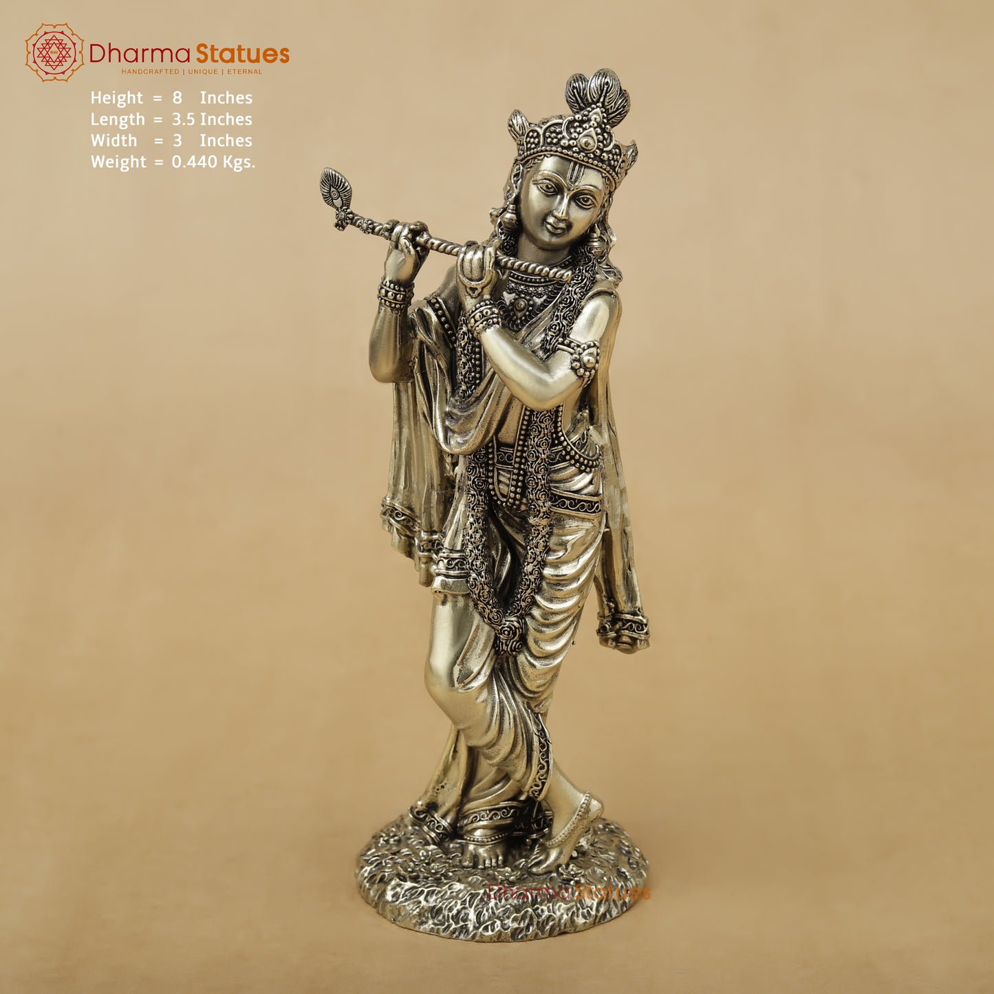 Brass Krishna Fine, 8"