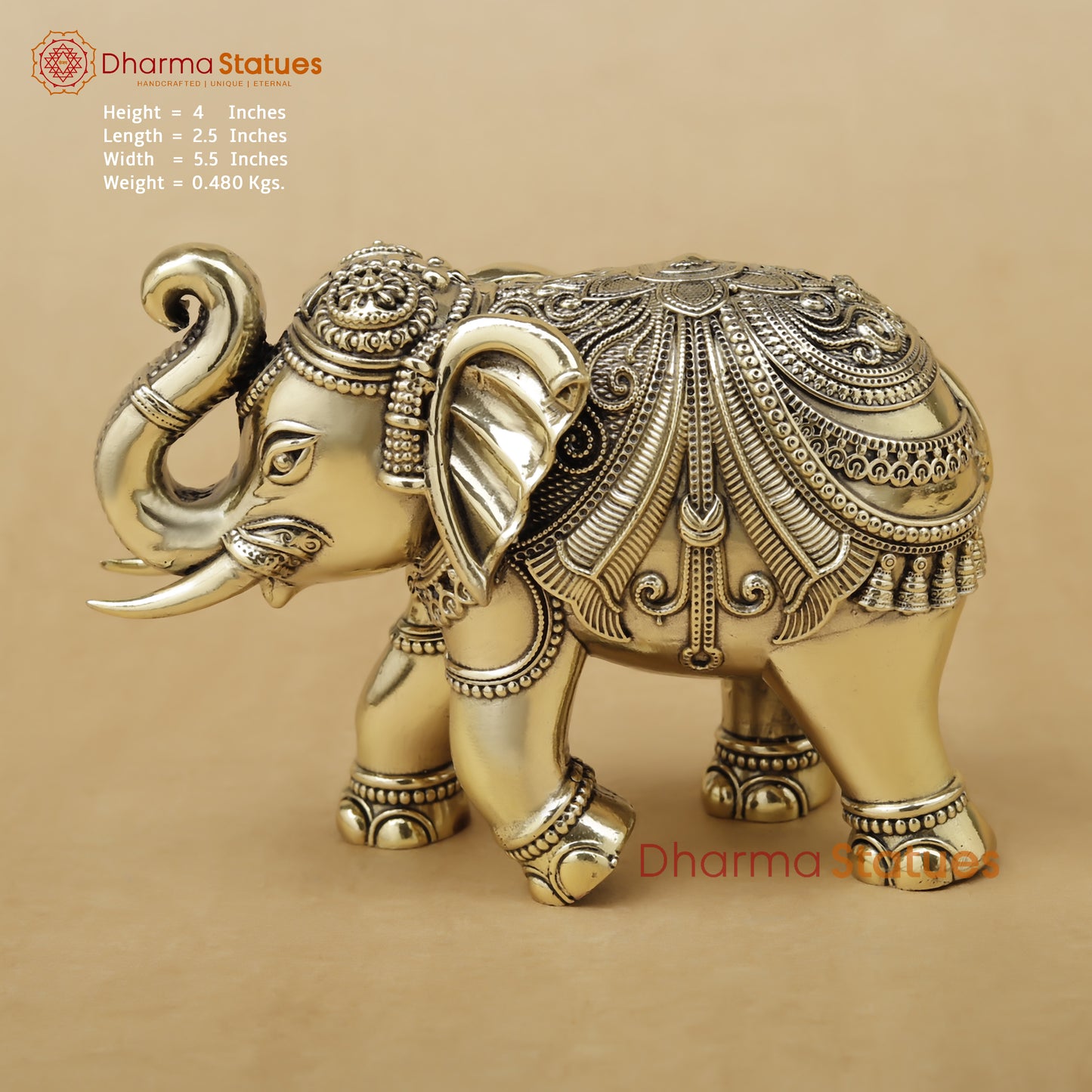 Brass Elephant Fine, 4"