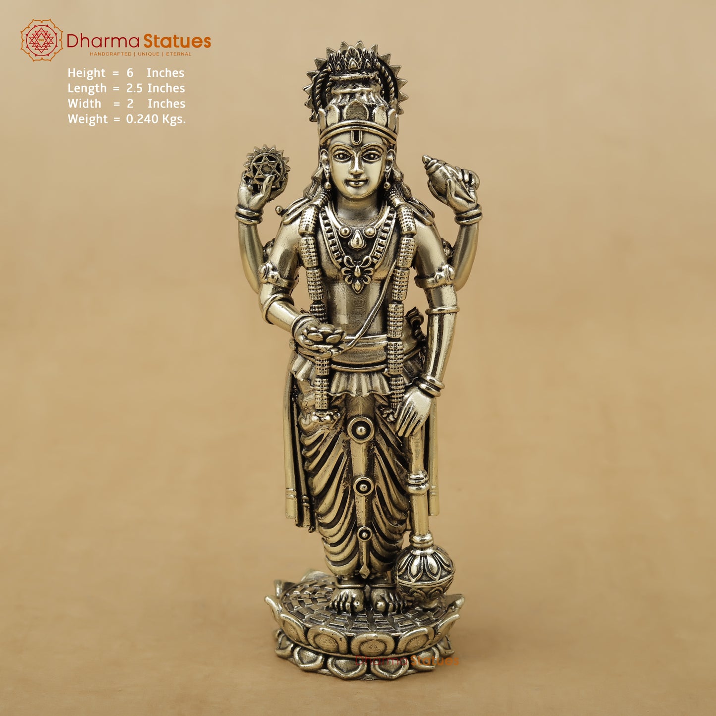 Brass Vishnu Fine, 6"