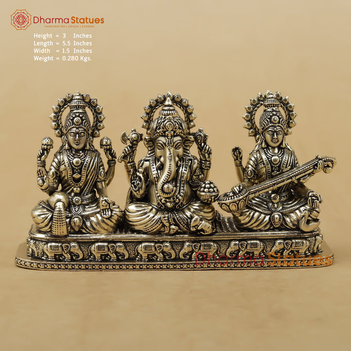 Brass Lakshmi, Ganesh & Saraswati Fine, 3"