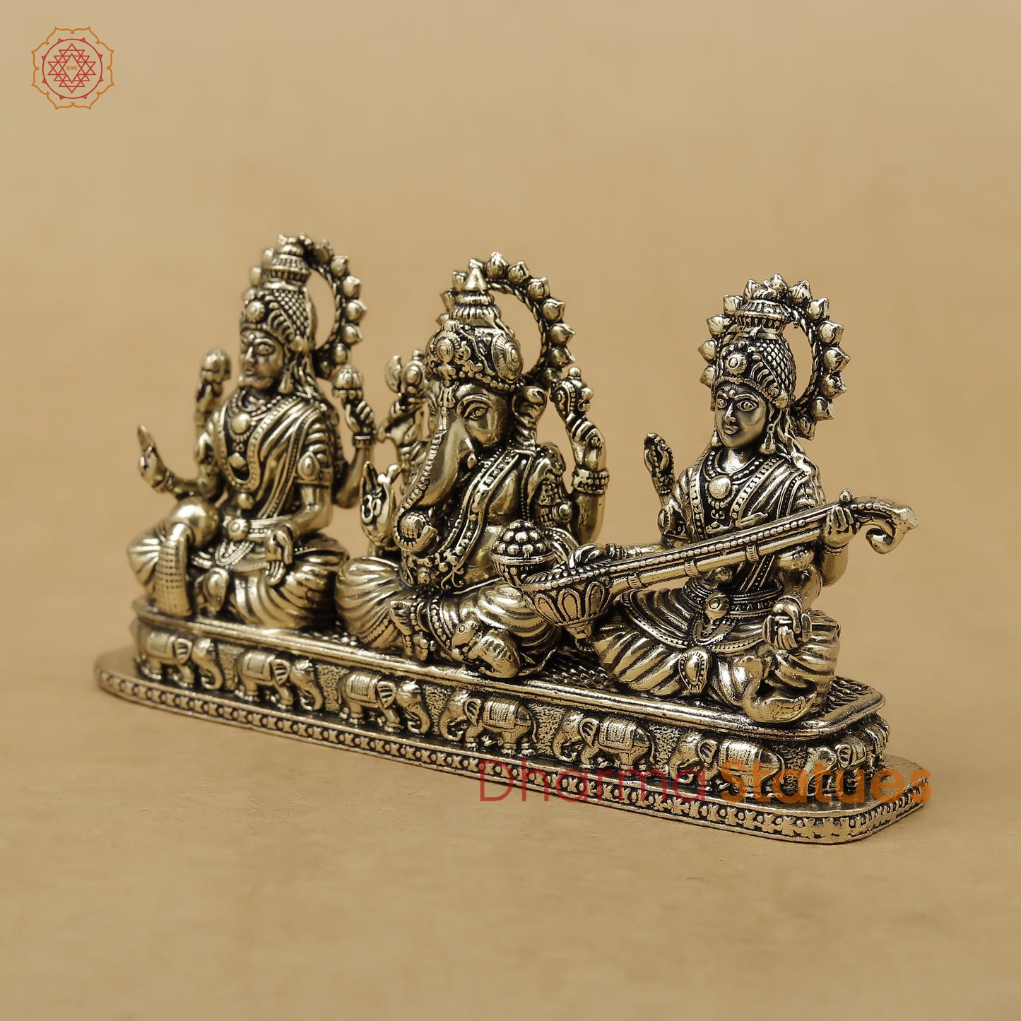 Brass Lakshmi Ganesh Saraswati Fine, 3"