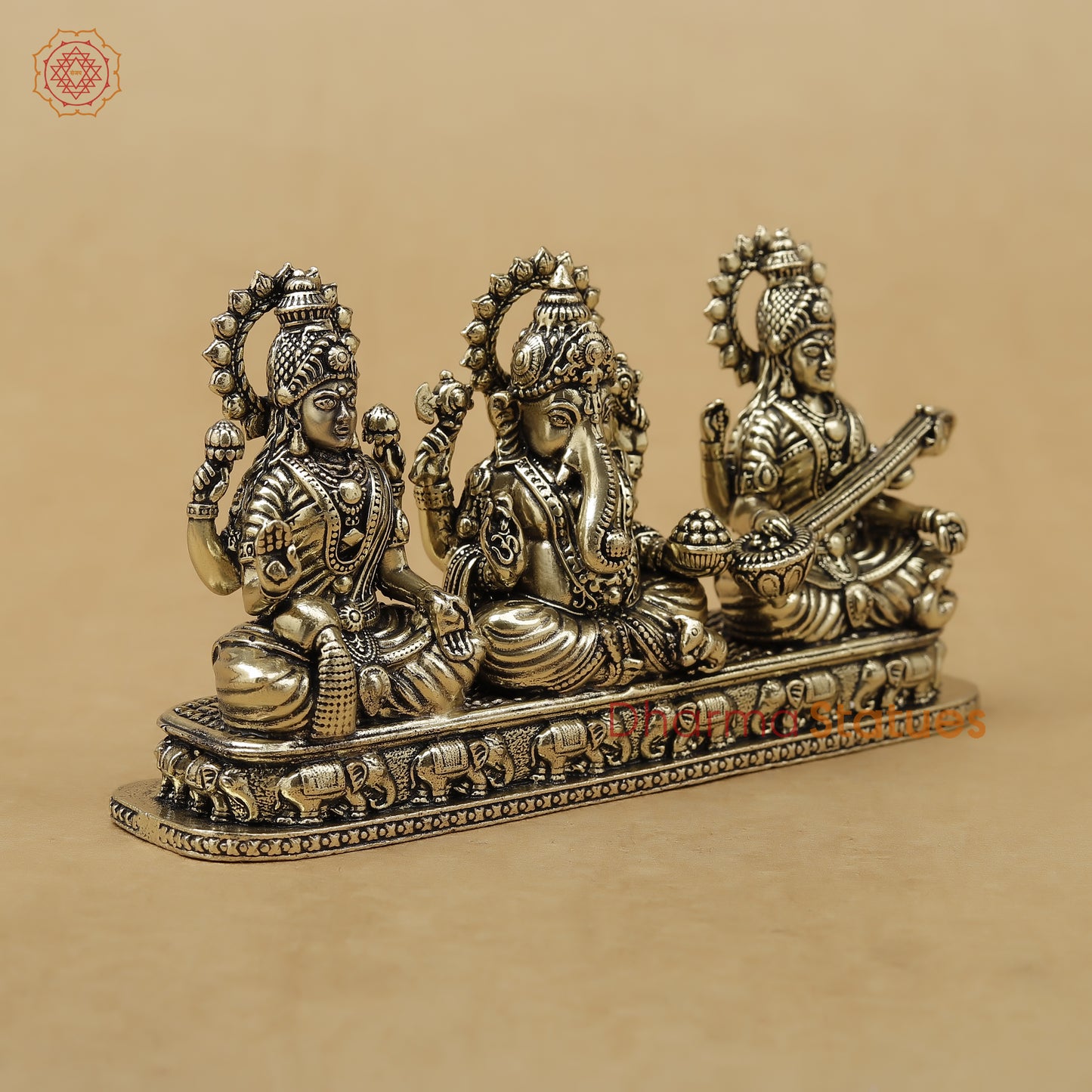 Brass Lakshmi Ganesh Saraswati Fine, 3"