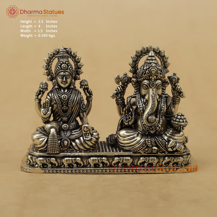 Brass Lakshmi & Ganesh Fine, 2.5"