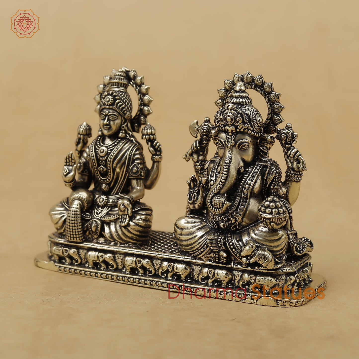 Brass Lakshmi Ganesh Fine, 2.5"