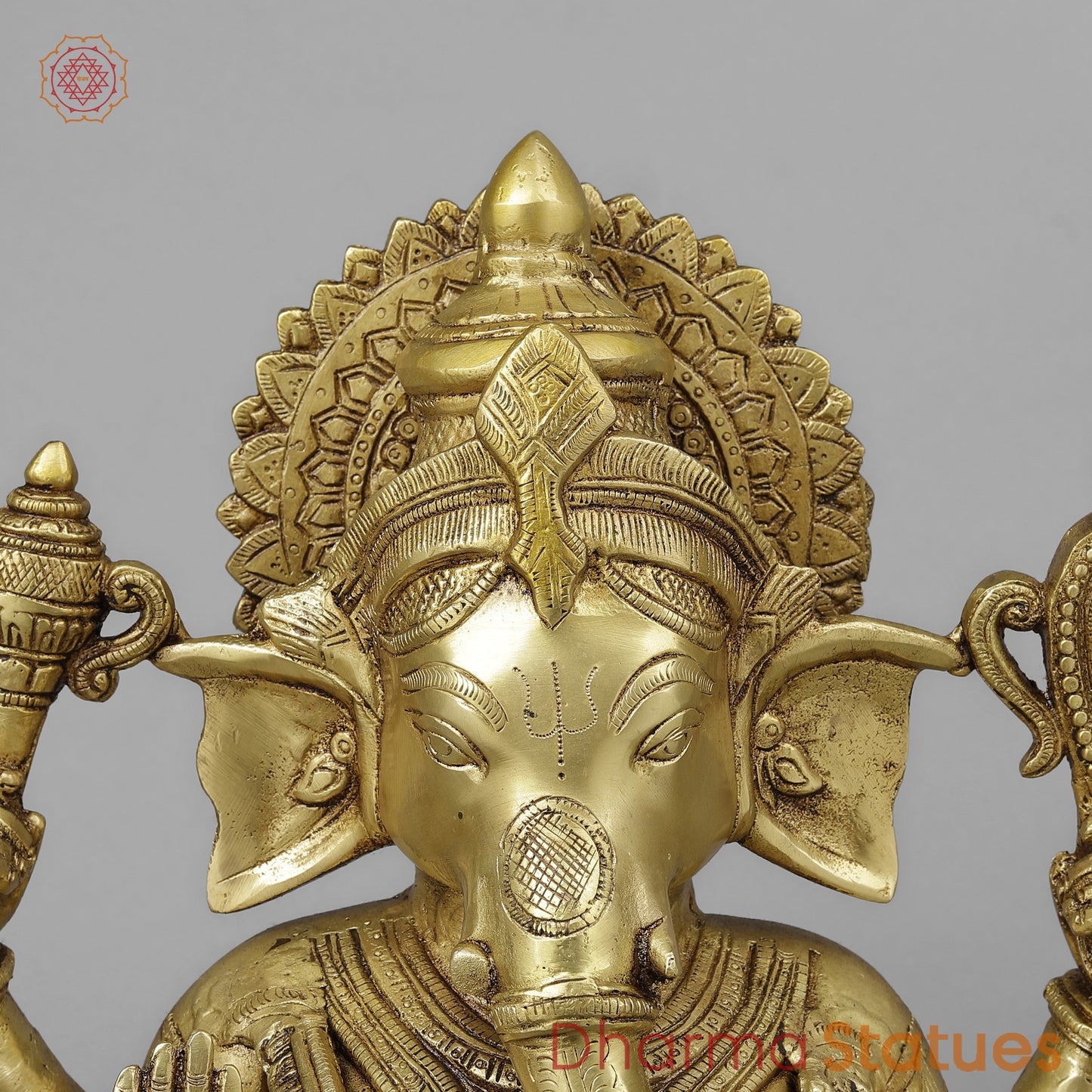 Brass Ganesh in Blessing Posture, Golden & Copper Finish, 17"