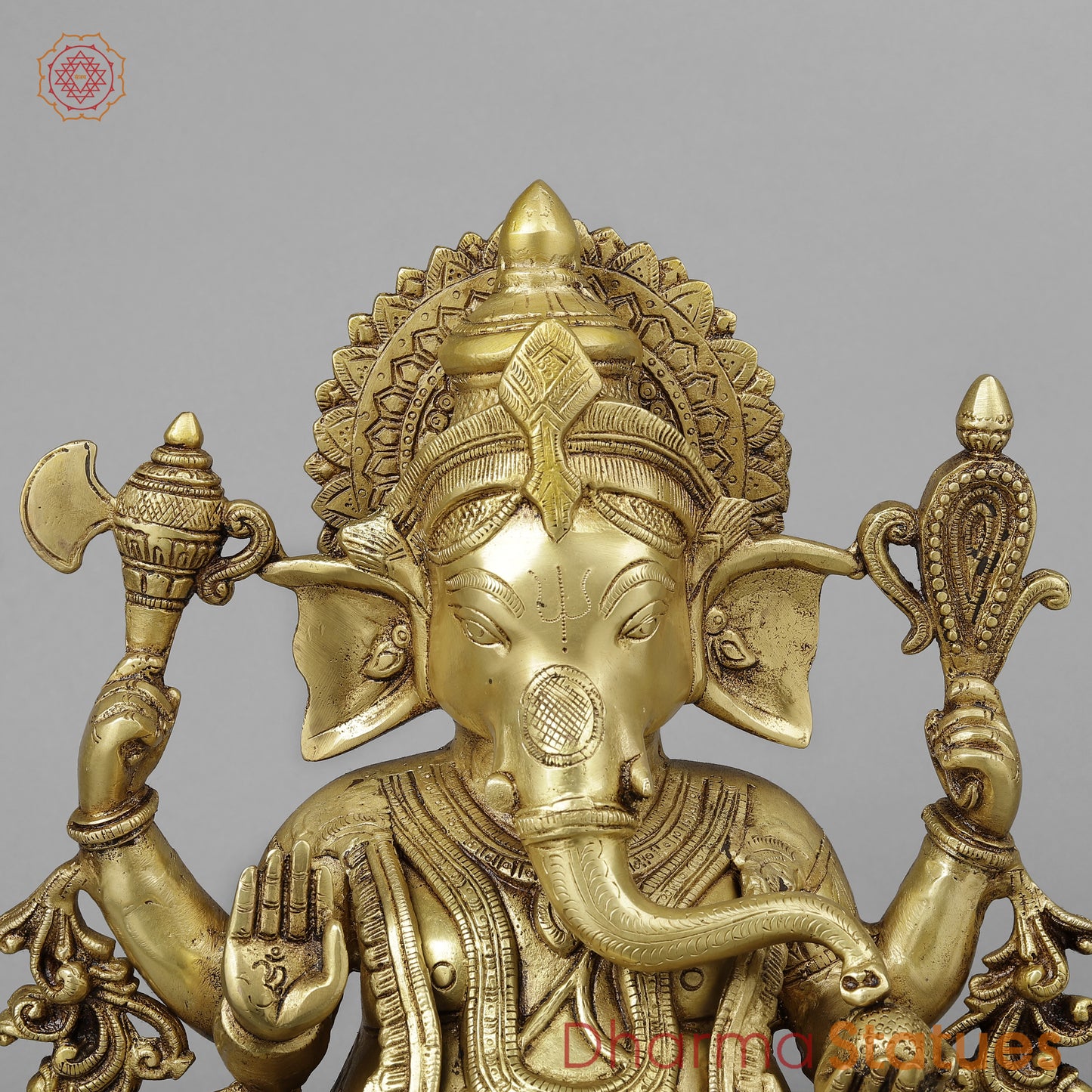 Brass Ganesh in Blessing Posture, Golden & Copper Finish, 17"