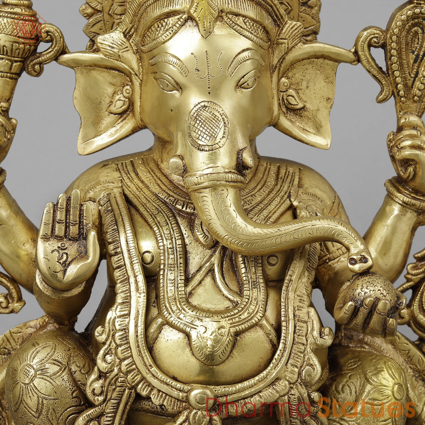 Brass Ganesh in Blessing Posture, Golden & Copper Finish, 17"