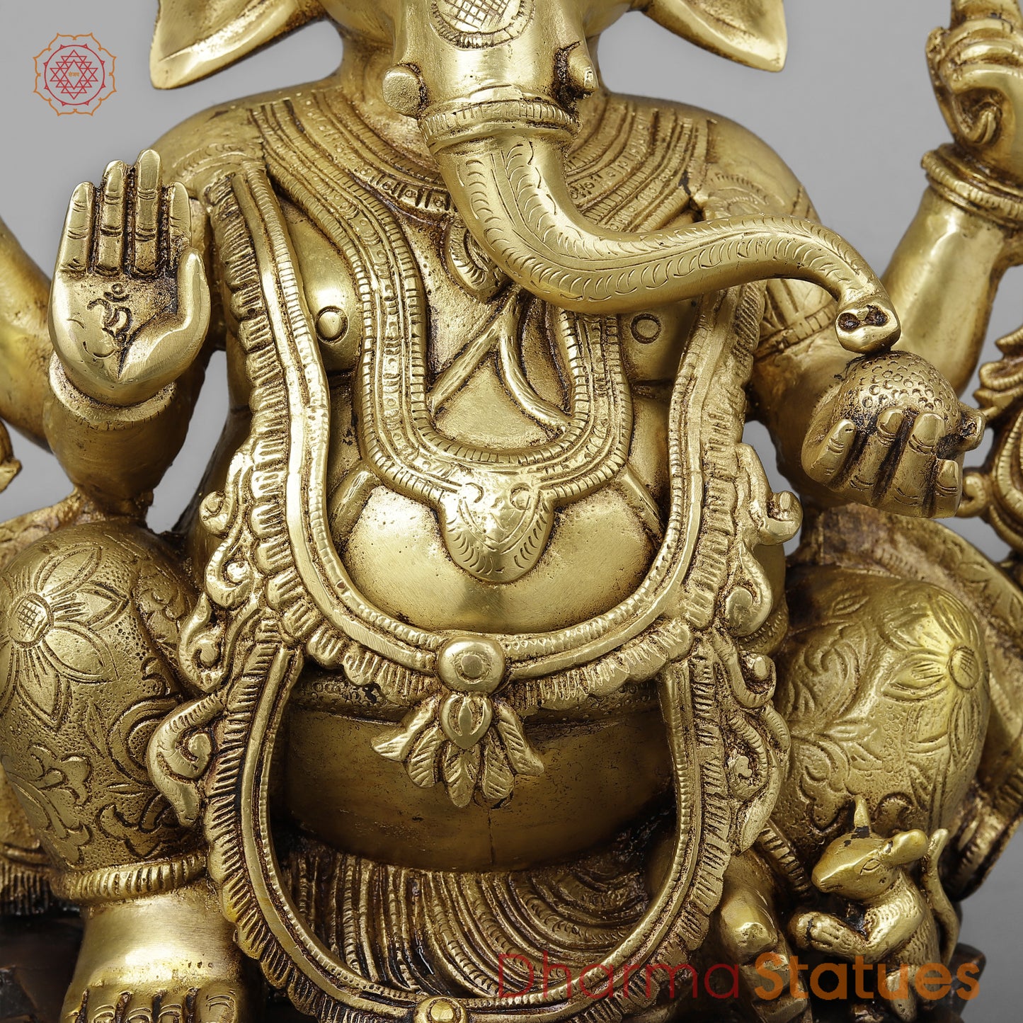 Brass Ganesh in Blessing Posture, Golden & Copper Finish, 17"