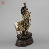 Brass Krishna Playing Flute with Cow, Golden & Copper Finish, 21"
