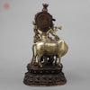 Brass Krishna Playing Flute with Cow, Golden & Copper Finish, 21"
