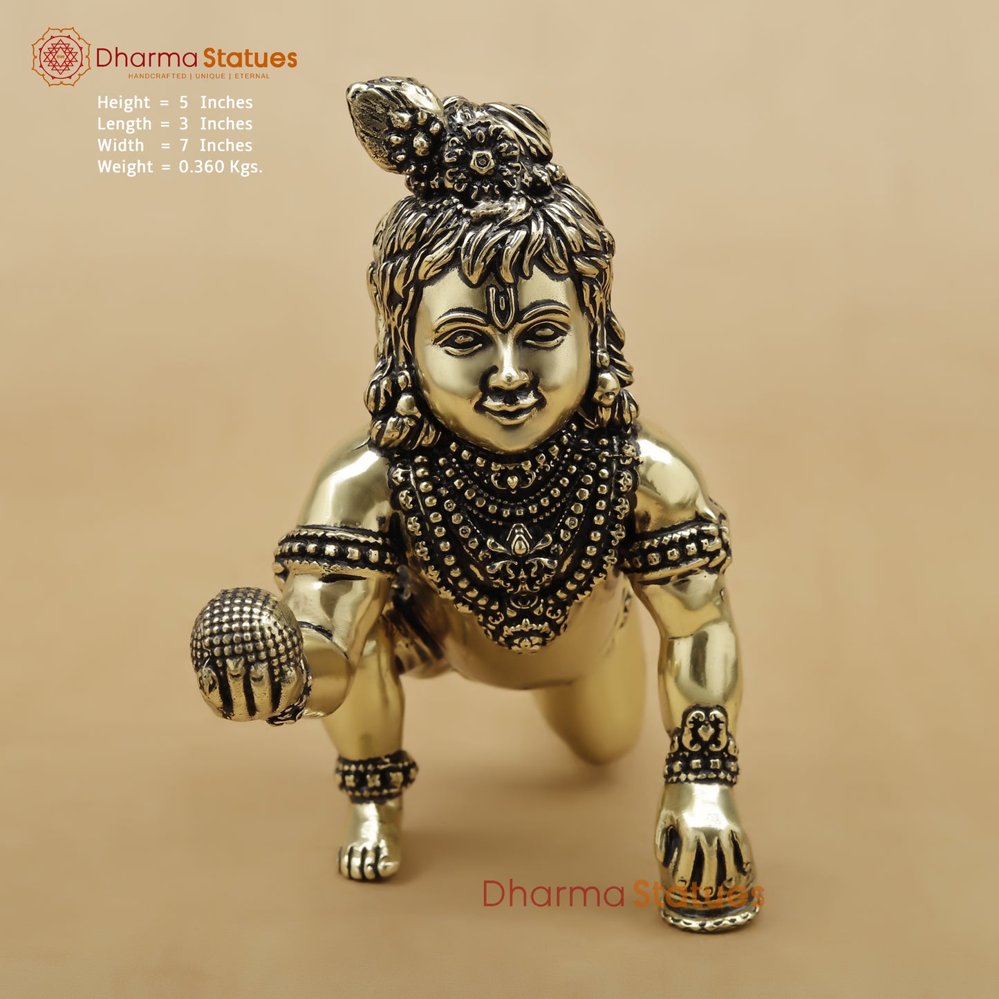 Brass Baby Krishna Fine, 5"