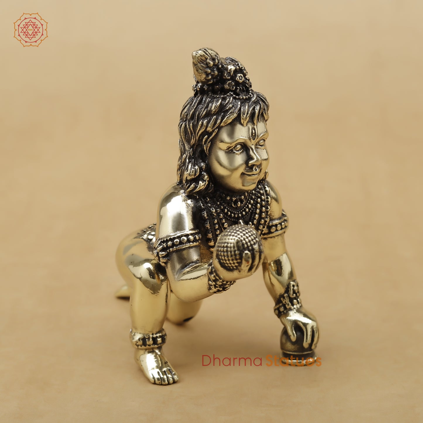 Brass Baby Krishna Fine, 4"