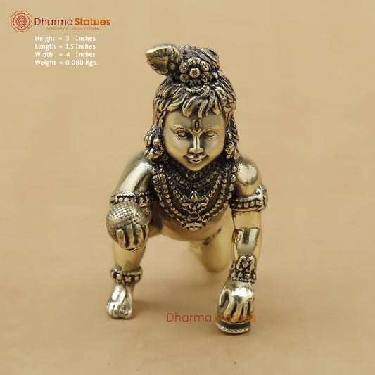 Brass Baby Krishna Fine, 3"
