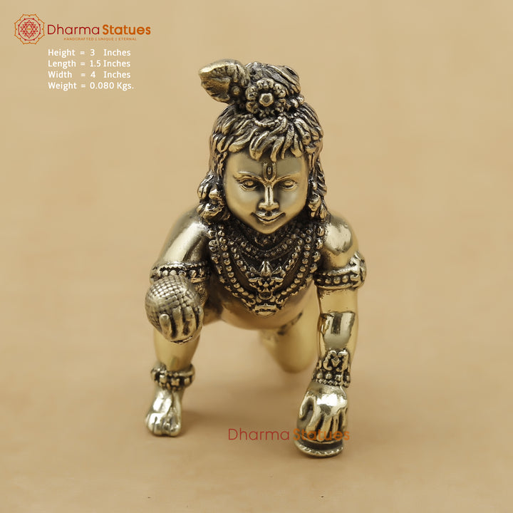 Brass Baby Krishna Fine, 3"
