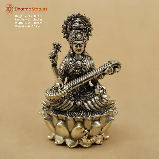 Brass Saraswati Fine, 3.5"