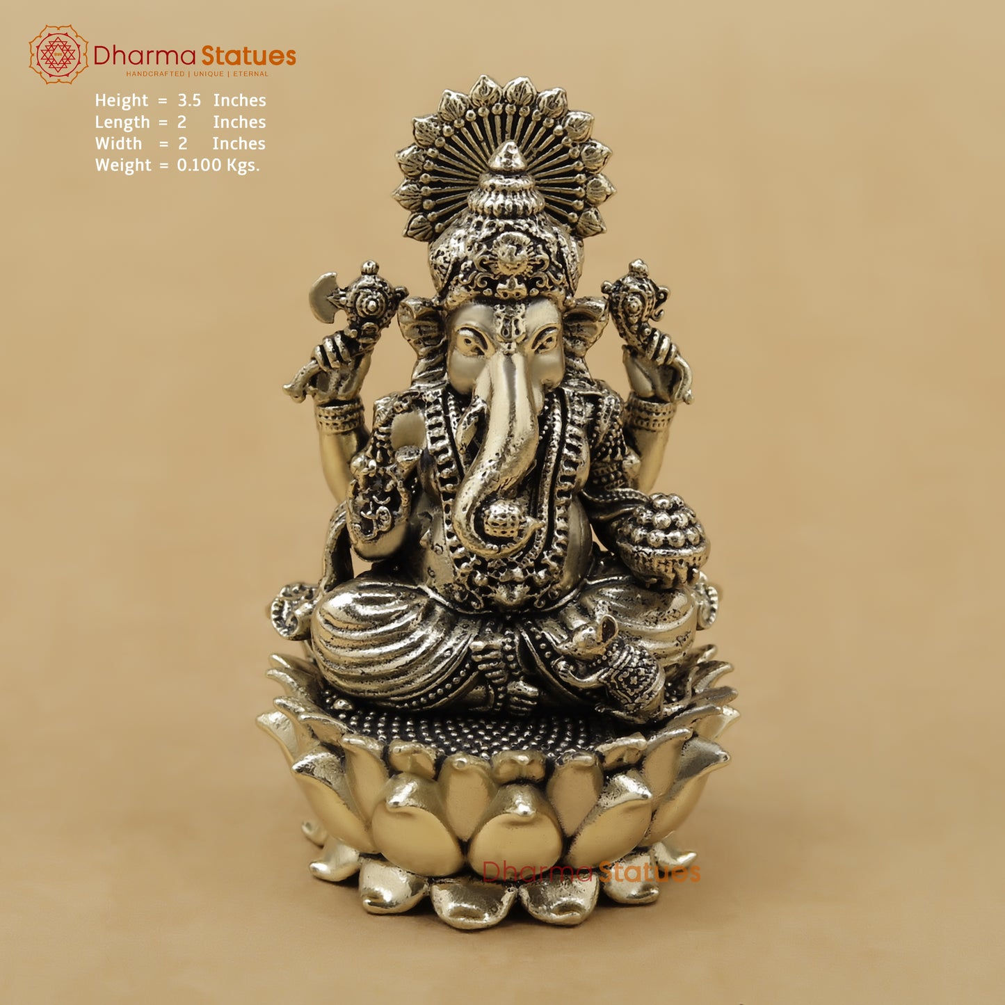 Brass Ganesh Fine, 3.5"