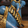 Brass Nandi Statue, Regal Nandi in Vibrant Ceremonial Attire, 14"