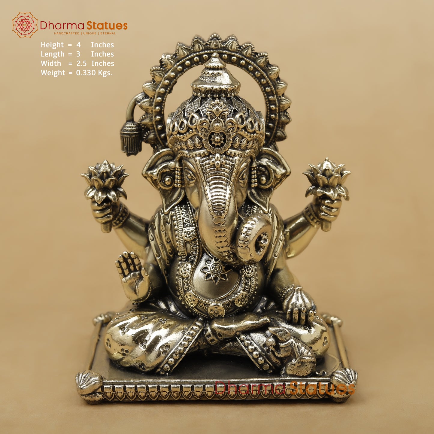 Brass Ganesh Fine, 4"