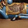 Brass Nandi Statue, Regal Nandi in Vibrant Ceremonial Attire, 14"