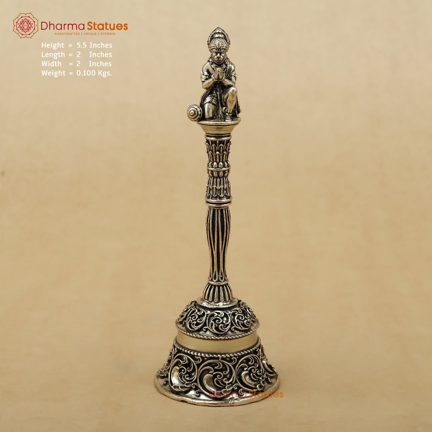 Brass Hanuman Bell Fine, 5.5"