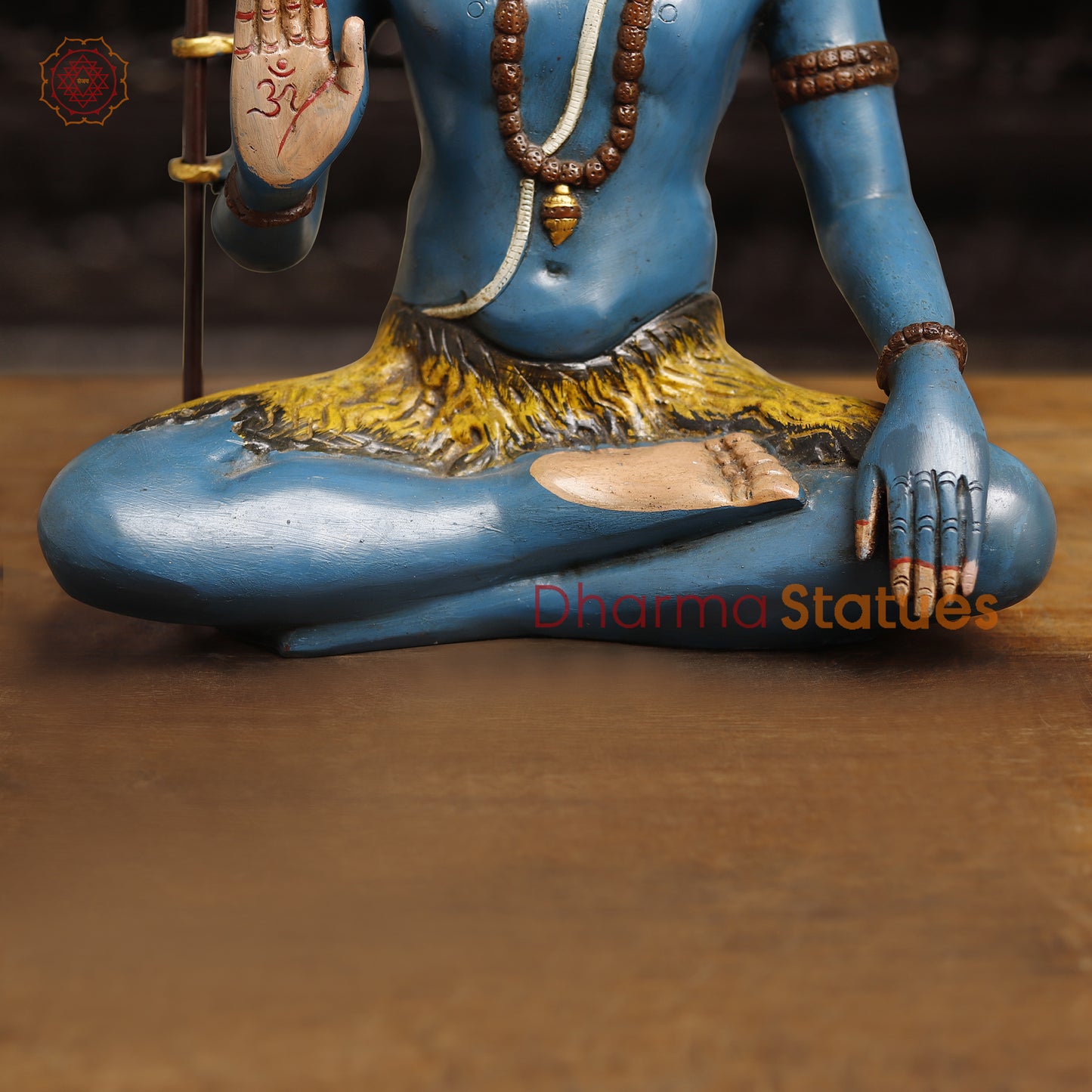 Brass Lord Shiva Statue, Blessing Posture in Tranquil Aura, Blue Skinned, 19"