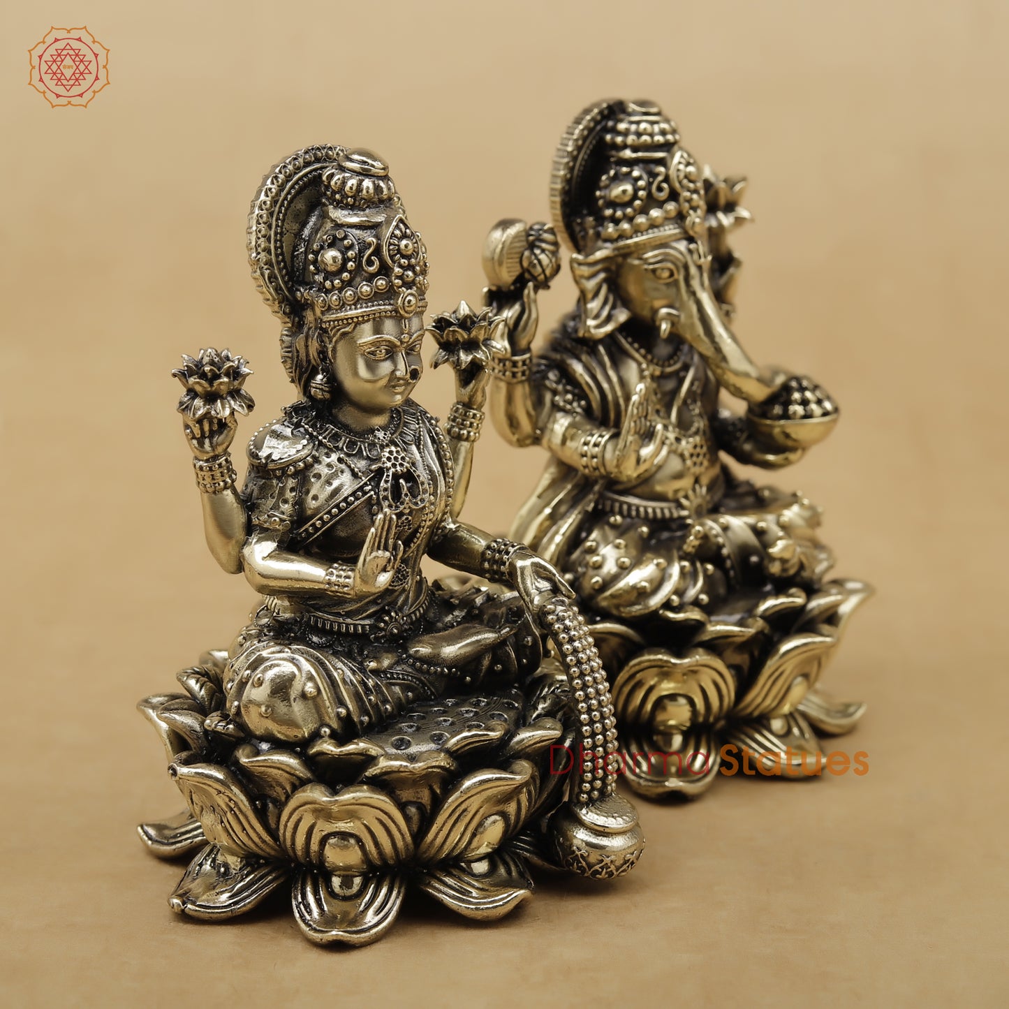 Brass Lakshmi Ganesh Fine, 4"