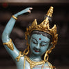 Brass Tara Devi Statue, Handcrafted Tara Devi Standing Posture, Multicolor 20"