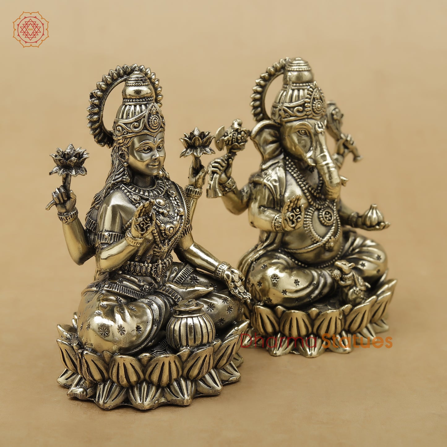Brass Lakshmi Ganesh Fine, 4"