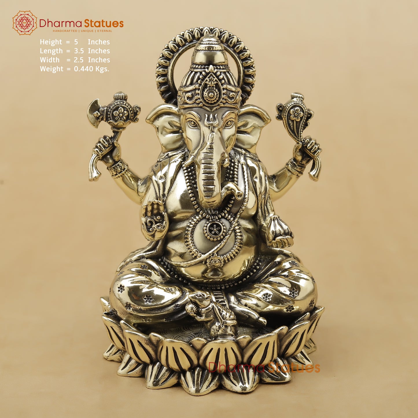 Brass Ganesh Fine, 5"