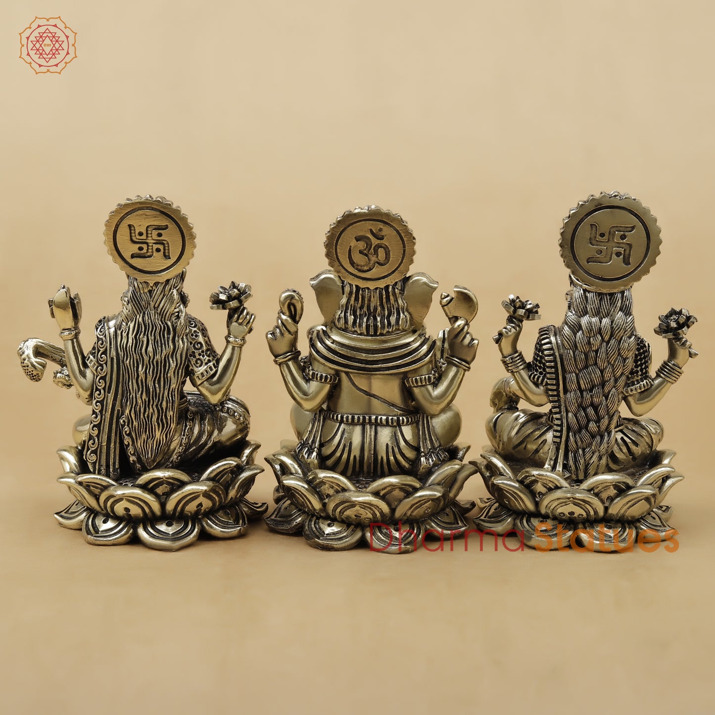 Brass Lakshmi Ganesh Saraswati Fine, 4"