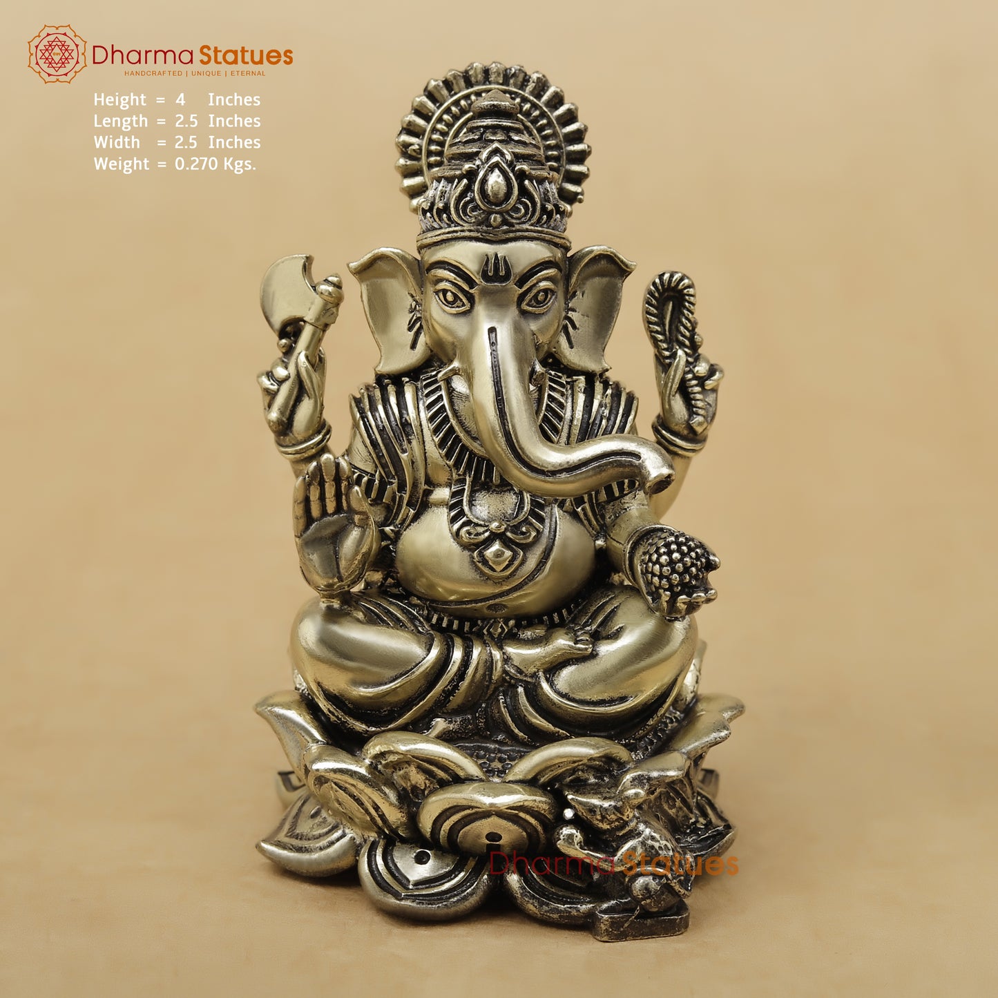 Brass Ganesh Fine, 4"