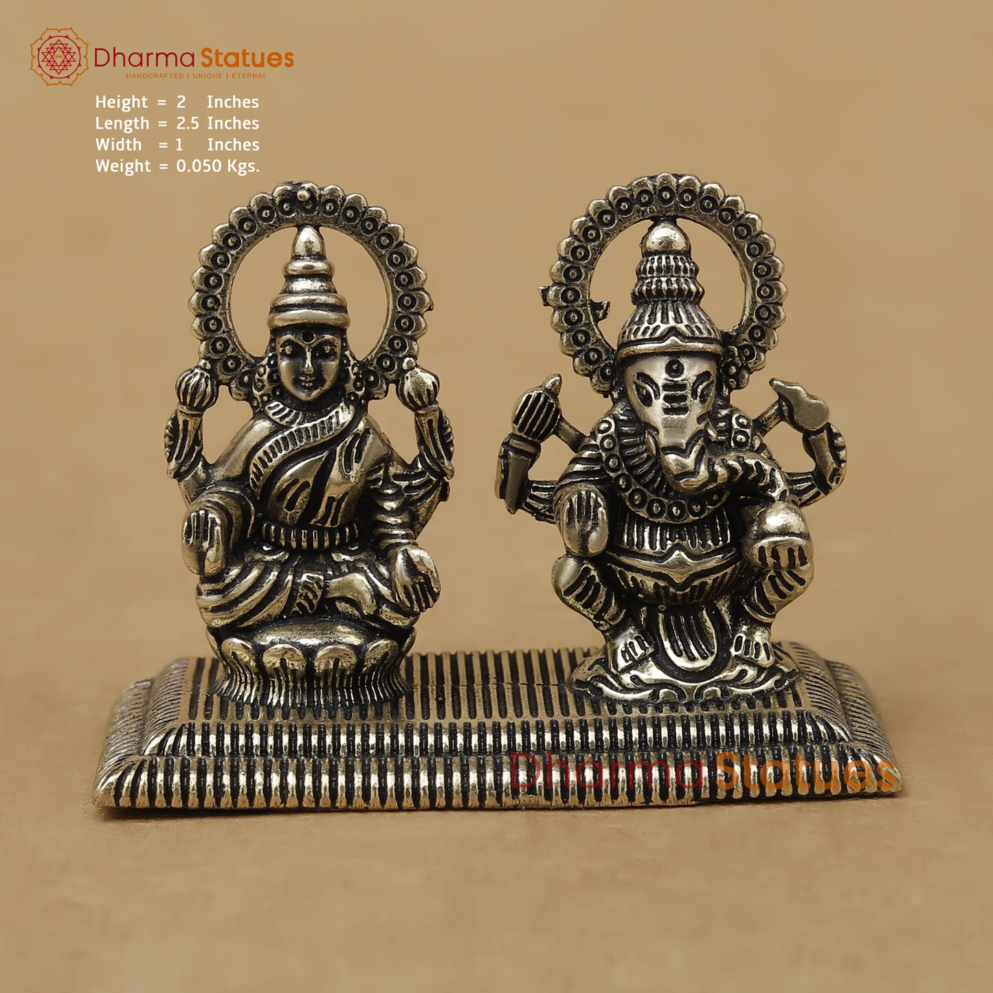 Brass Lakshmi Ganesh Fine, 2"