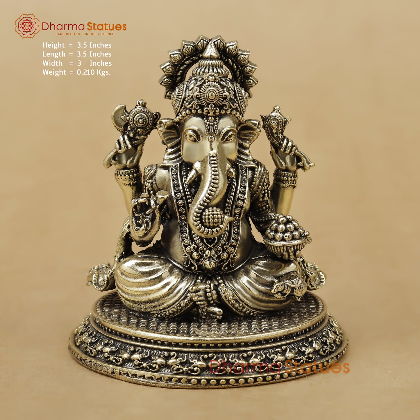 Brass Ganesh Fine, 3.5"