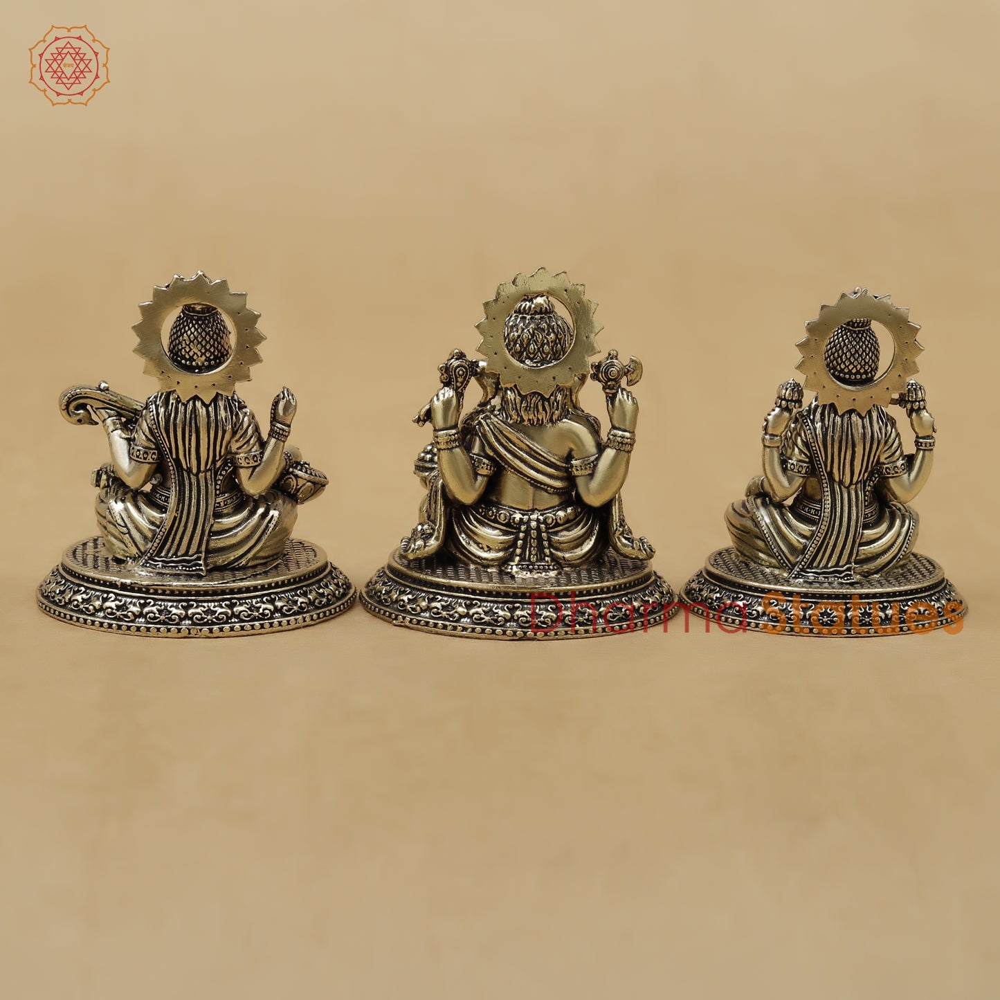 Brass Lakshmi Ganesh Saraswati Fine, 3"