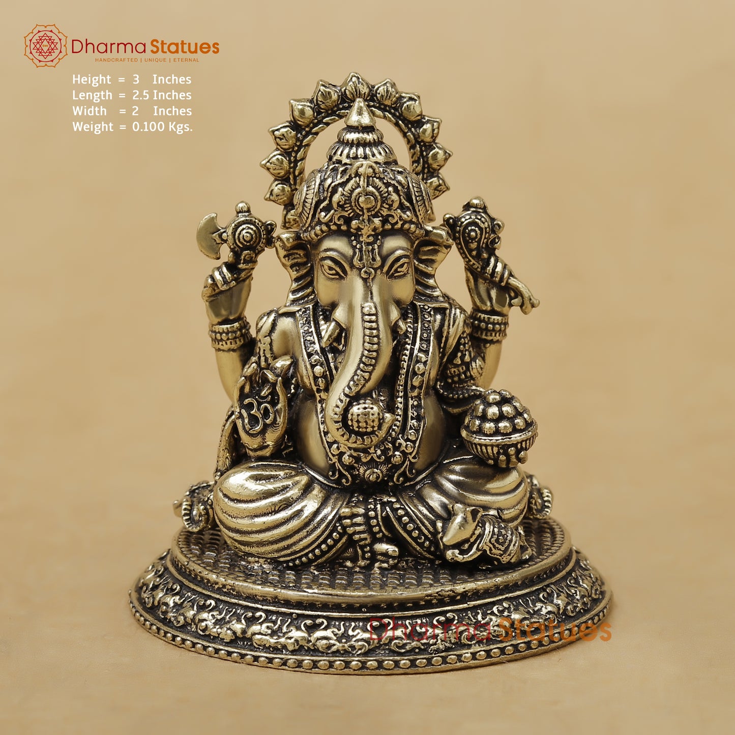 Brass Ganesh Fine, 3"